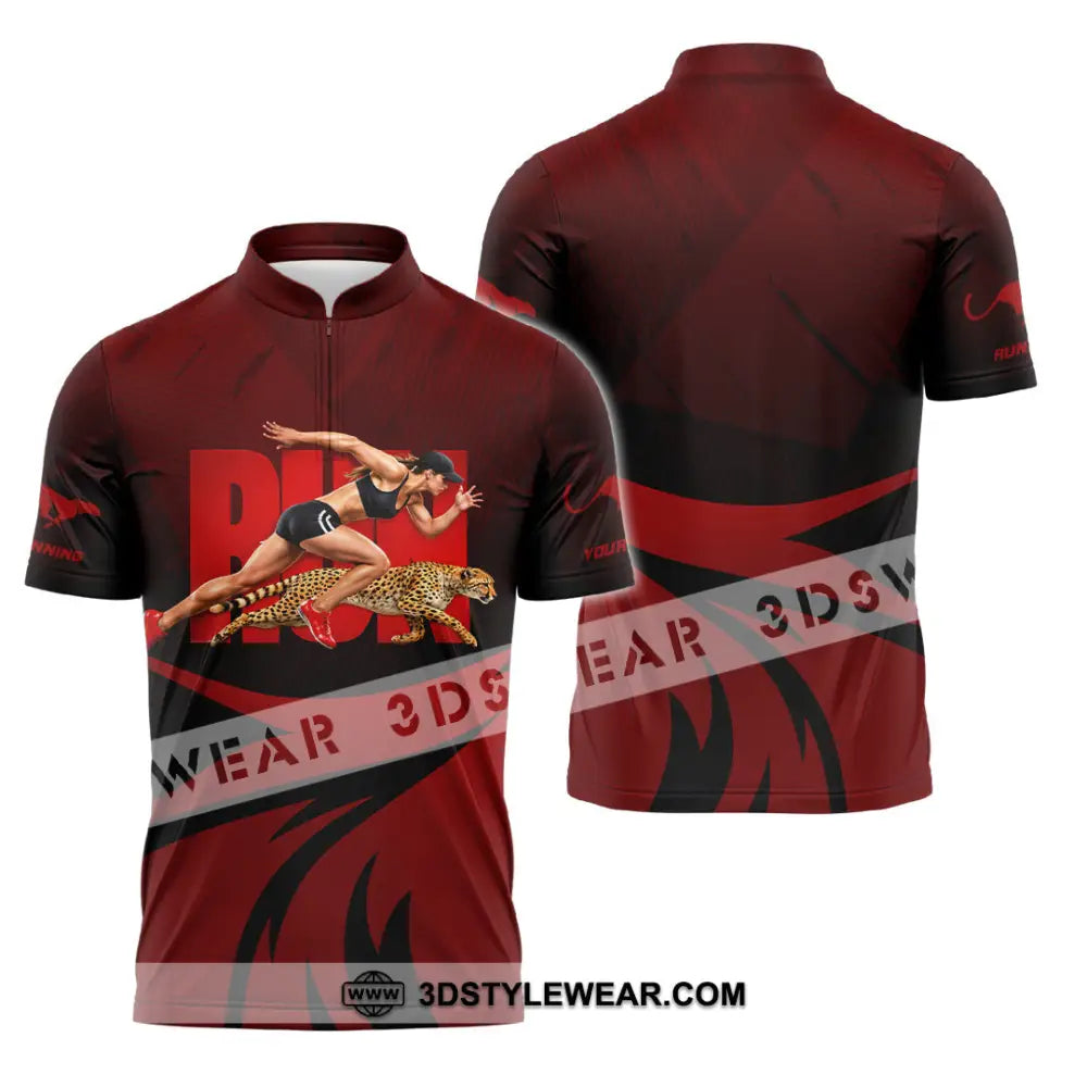 Unisex Shirt - Custom Running 3D Shirt - Zipper Polo Shirt / S - T-shirt