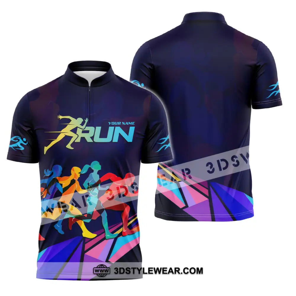 Unisex Shirt - Custom Running 3D Shirt - Zipper Polo Shirt / S - T-shirt