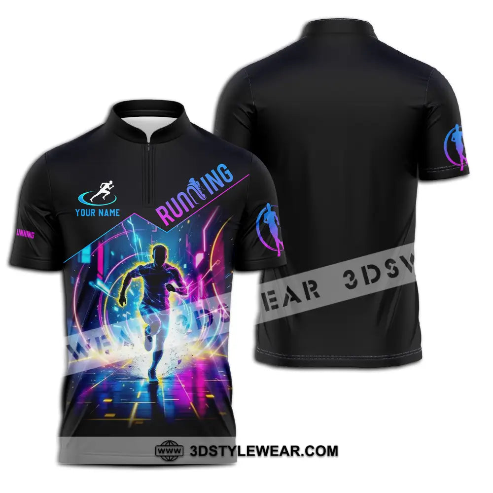 Unisex Shirt - Custom Running 3D Shirt - Zipper Polo Shirt / S - T-shirt