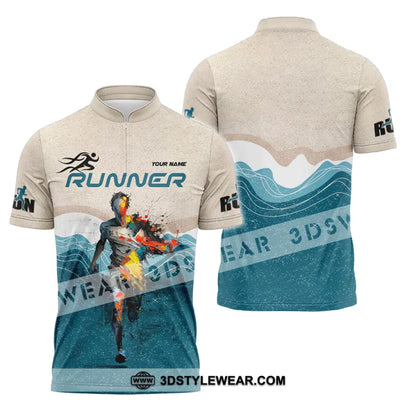 Unisex Shirt - Custom Running 3D Shirt - Zipper Polo Shirt / S - T-shirt