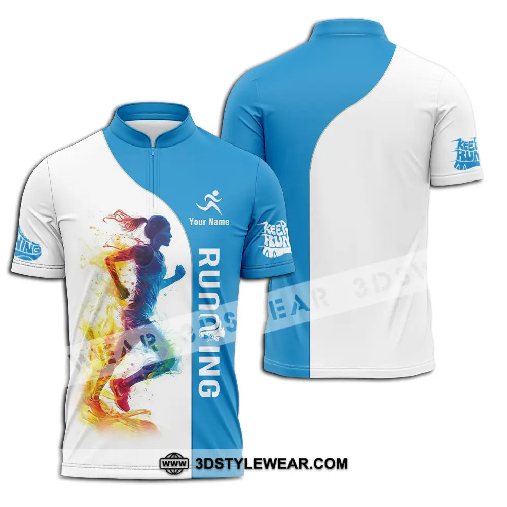 Unisex Shirt - Custom Running 3D Shirt - Zipper Polo Shirt / S - T-shirt
