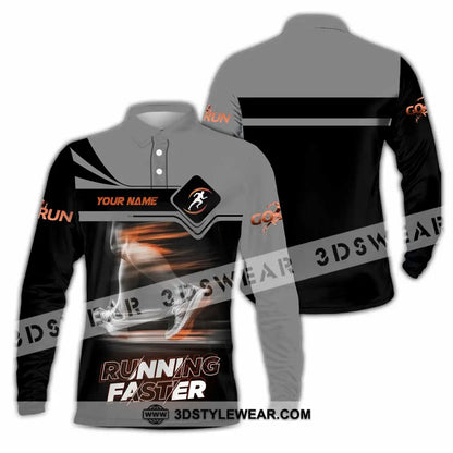 Unisex Shirt - Custom Running Faster 3D Shirt - Long Sleeve Polo / S - T-shirt