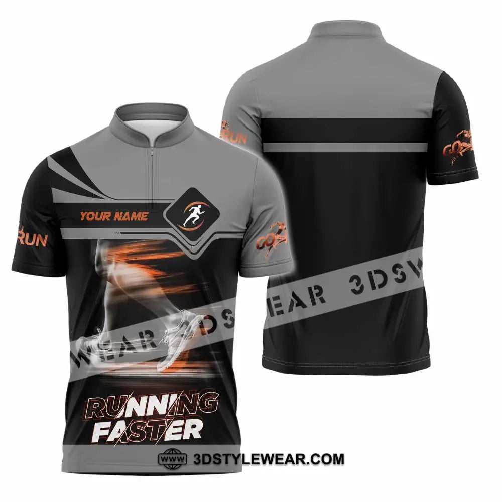 Unisex Shirt - Custom Running Faster 3D Shirt - Zipper Polo Shirt / S - T-shirt