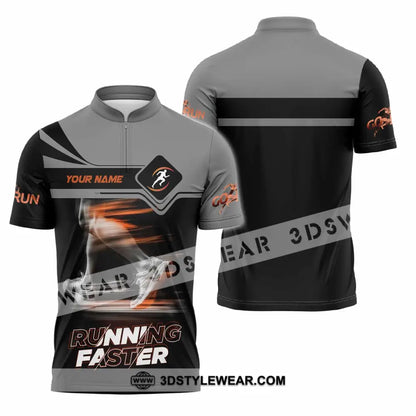 Unisex Shirt - Custom Running Faster 3D Shirt - Zipper Polo Shirt / S - T-shirt