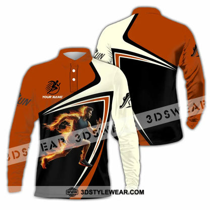 Unisex Shirt - Custom Running Fire Man Shirt - Long Sleeve Polo / S - T-shirt