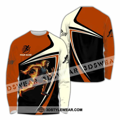 Unisex Shirt - Custom Running Fire Man Shirt - Long Sleeve Shirt / S - T-shirt
