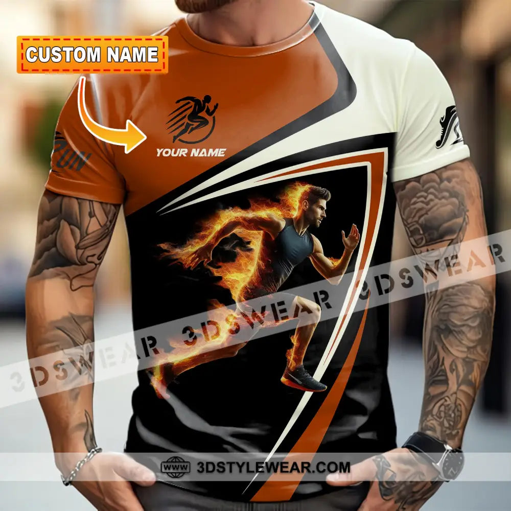 Unisex Shirt - Custom Running Fire Man Shirt - T-shirt