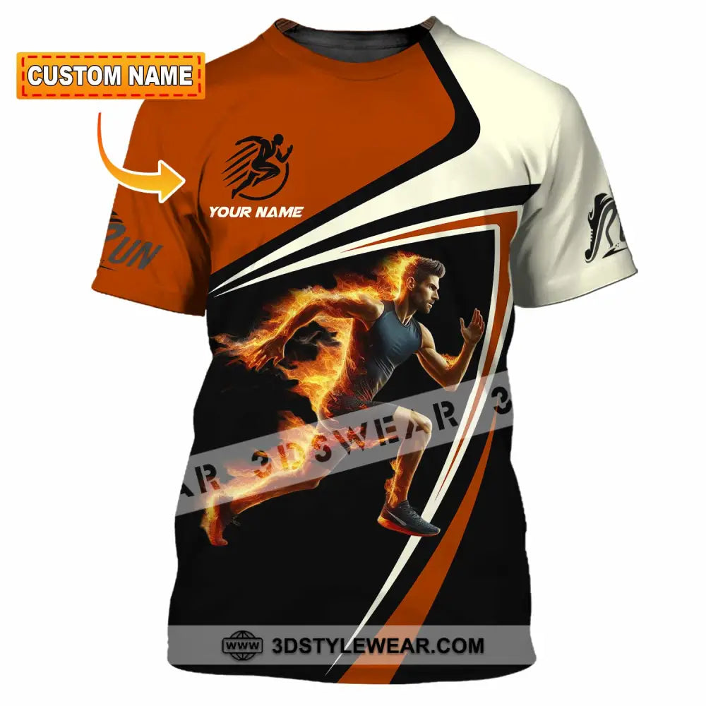 Unisex Shirt - Custom Running Fire Man Shirt - T-shirt