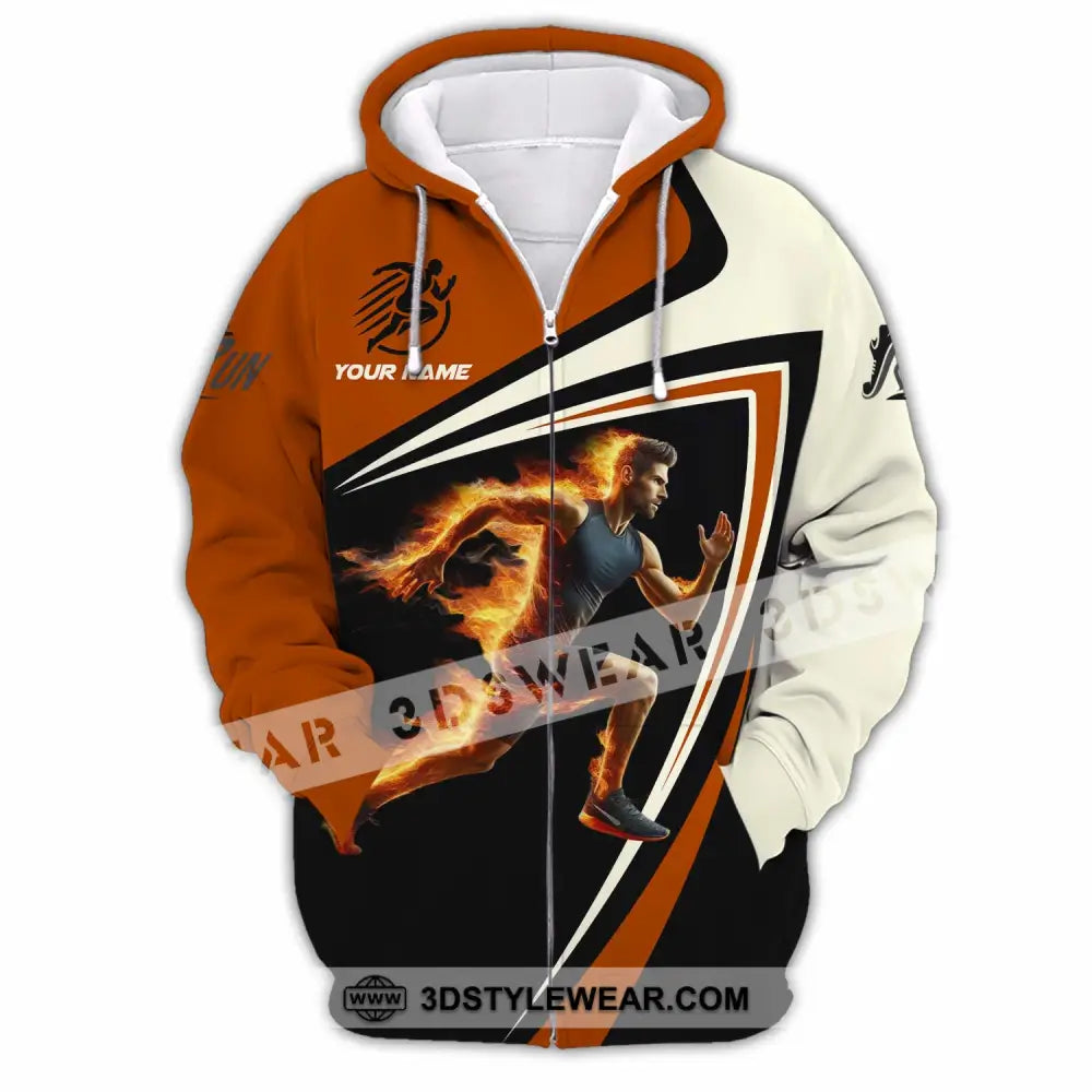 Unisex Shirt - Custom Running Fire Man Shirt - Zipper Hoodie / S - T-shirt