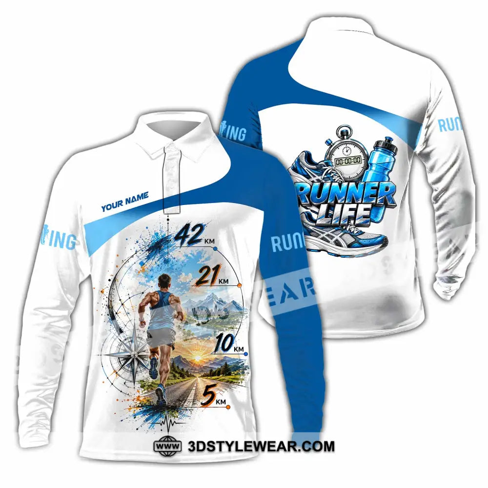 Unisex Shirt - Custom Running Life Shirt - Long Sleeve Polo / S - T-shirt