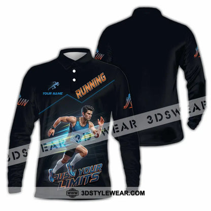 Unisex Shirt - Custom Running Push Your Limits Shirt - Long Sleeve Polo / S - T-shirt