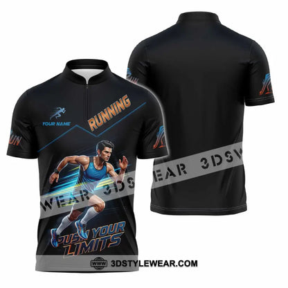 Unisex Shirt - Custom Running Push Your Limits Shirt - Zipper Polo Shirt / S - T-shirt