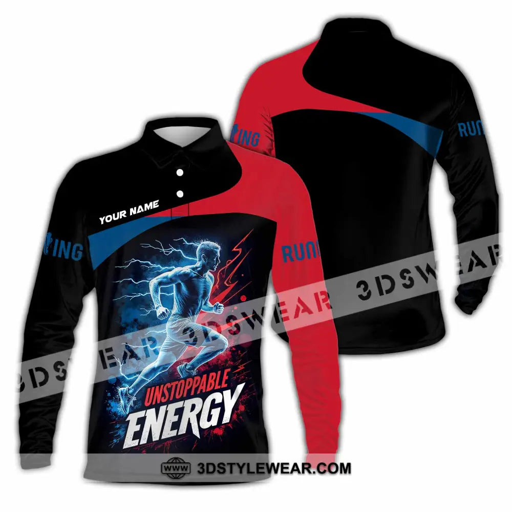 Unisex Shirt - Custom Running Unstoppable Energy Shirt - Long Sleeve Polo / S - T-shirt