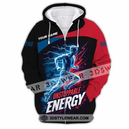 Unisex Shirt - Custom Running Unstoppable Energy Shirt - Zipper Hoodie / S - T-shirt