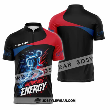 Unisex Shirt - Custom Running Unstoppable Energy Shirt - Zipper Polo Shirt / S - T-shirt