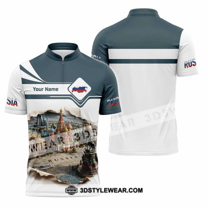 Unisex Shirt - Custom Russia Shirt - Zipper Polo Shirt / S - T-shirt