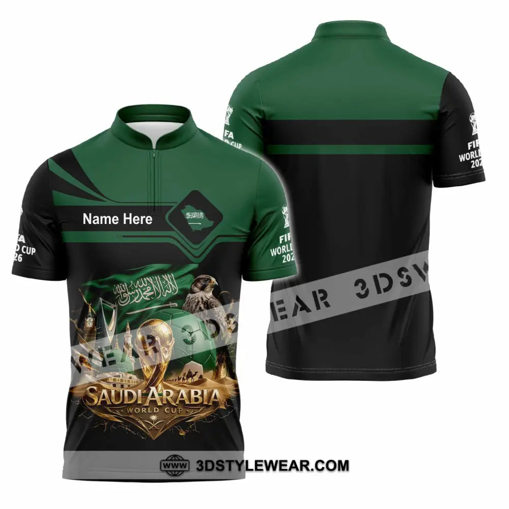 Unisex Shirt - Custom Saudi Arabia World Cup 2026 Shirt - Zipper Polo Shirt / S - T-shirt