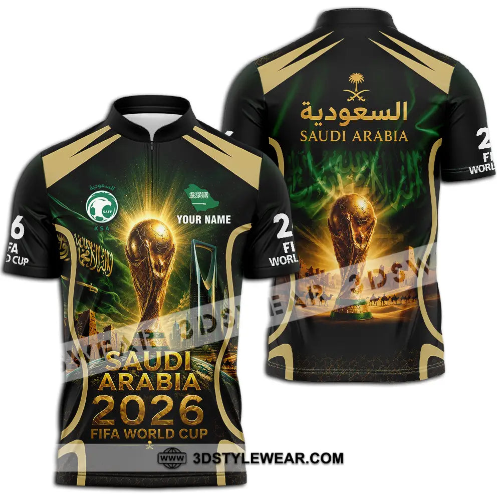 Unisex Shirt - Custom Saudi Arabia World Cup 2026 Shirt - Zipper Polo Shirt / S - T-shirt