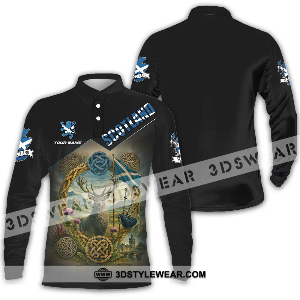 Unisex Shirt - Custom Scotland 3D Shirt Long Sleeve Polo / S T-shirt