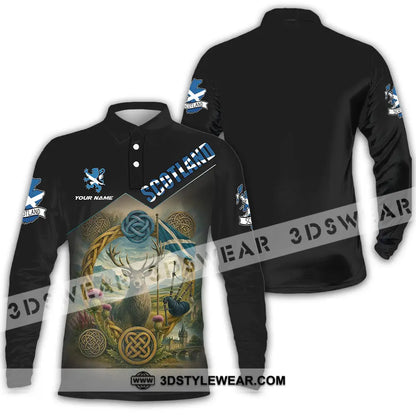 Unisex Shirt - Custom Scotland 3D Shirt Long Sleeve Polo / S T-shirt
