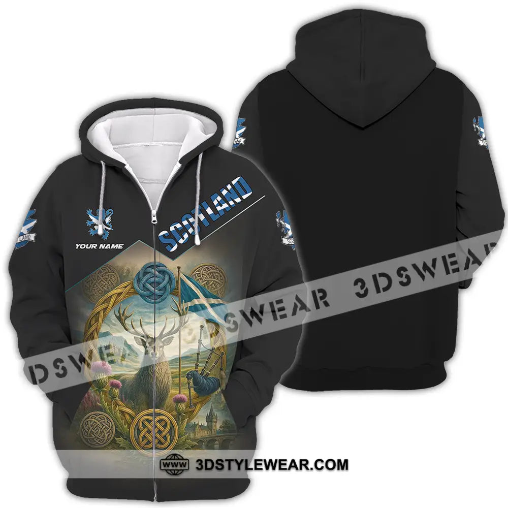 Unisex Shirt - Custom Scotland 3D Shirt Zipper Hoodie / S T-shirt