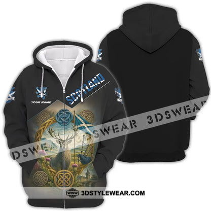 Unisex Shirt - Custom Scotland 3D Shirt Zipper Hoodie / S T-shirt