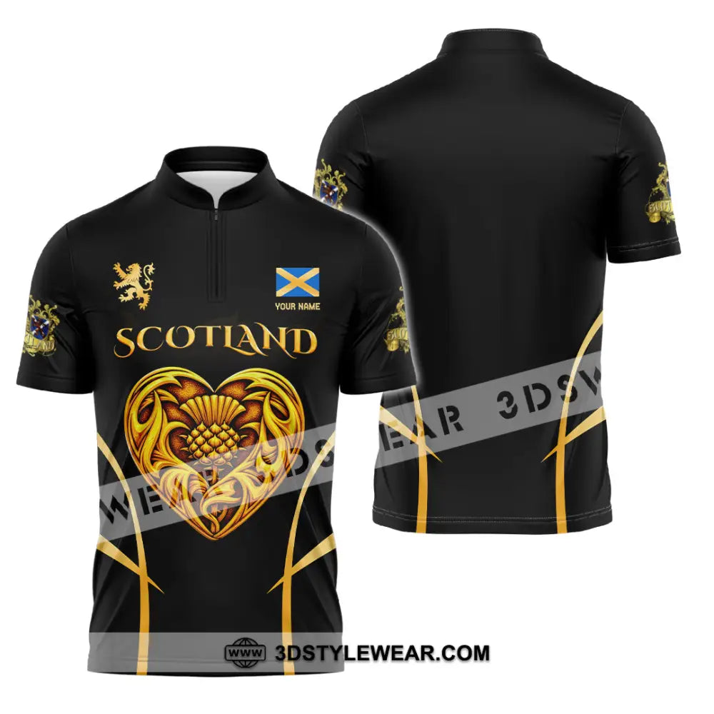 Unisex Shirt - Custom Scotland 3D Shirt Zipper Polo Shirt / S T-shirt