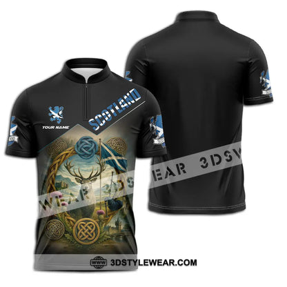 Unisex Shirt - Custom Scotland 3D Shirt Zipper Polo Shirt / S T-shirt