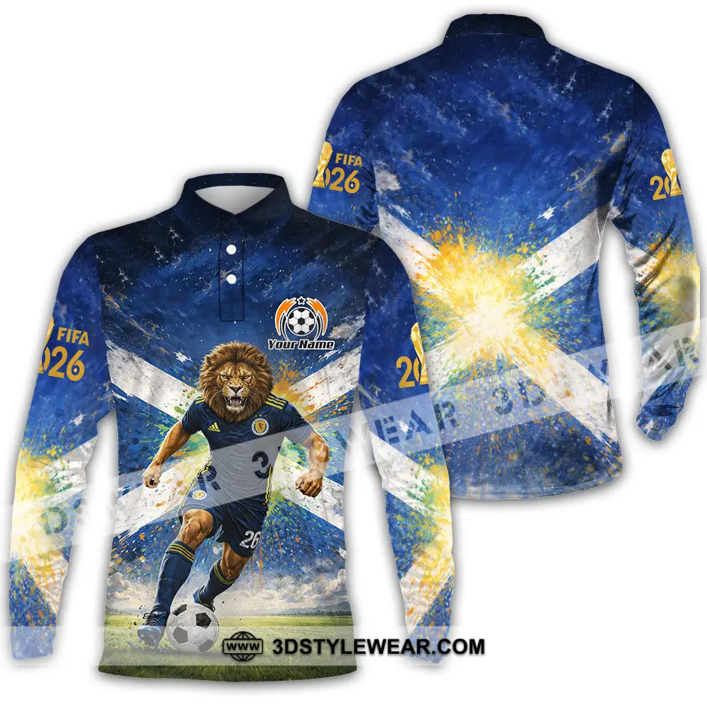 Unisex Shirt - Custom Scotland Fifa World Cup 2026 3D Shirt Long Sleeve Polo / S T-shirt