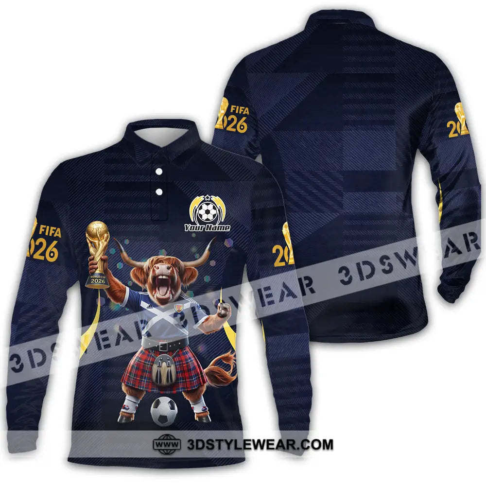 Unisex Shirt - Custom Scotland Fifa World Cup 2026 3D Shirt Long Sleeve Polo / S T-shirt