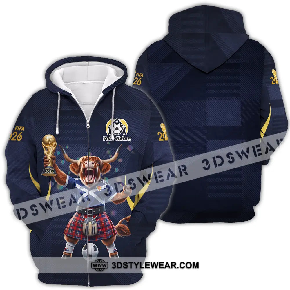 Unisex Shirt - Custom Scotland Fifa World Cup 2026 3D Shirt Zipper Hoodie / S T-shirt