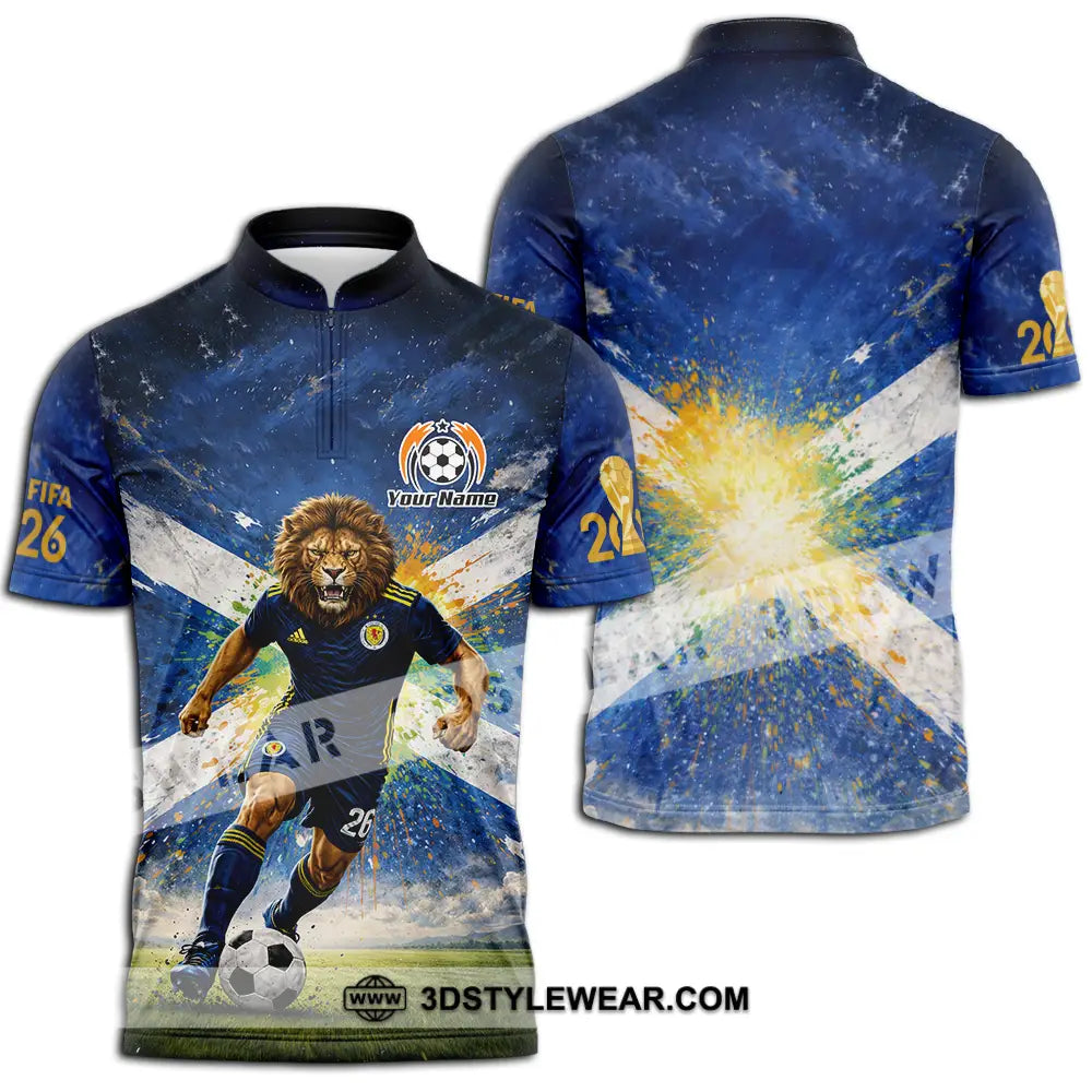 Unisex Shirt - Custom Scotland Fifa World Cup 2026 3D Shirt Zipper Polo Shirt / S T-shirt