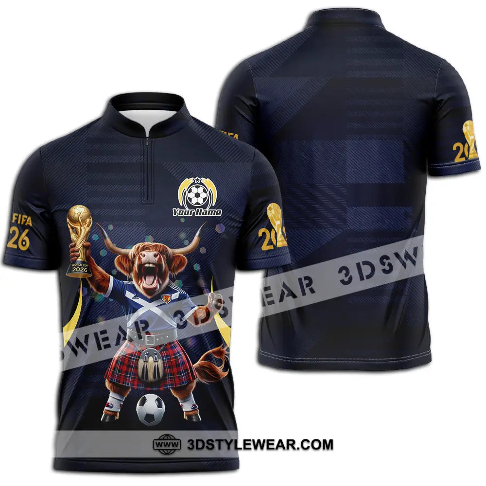 Unisex Shirt - Custom Scotland Fifa World Cup 2026 3D Shirt Zipper Polo Shirt / S T-shirt