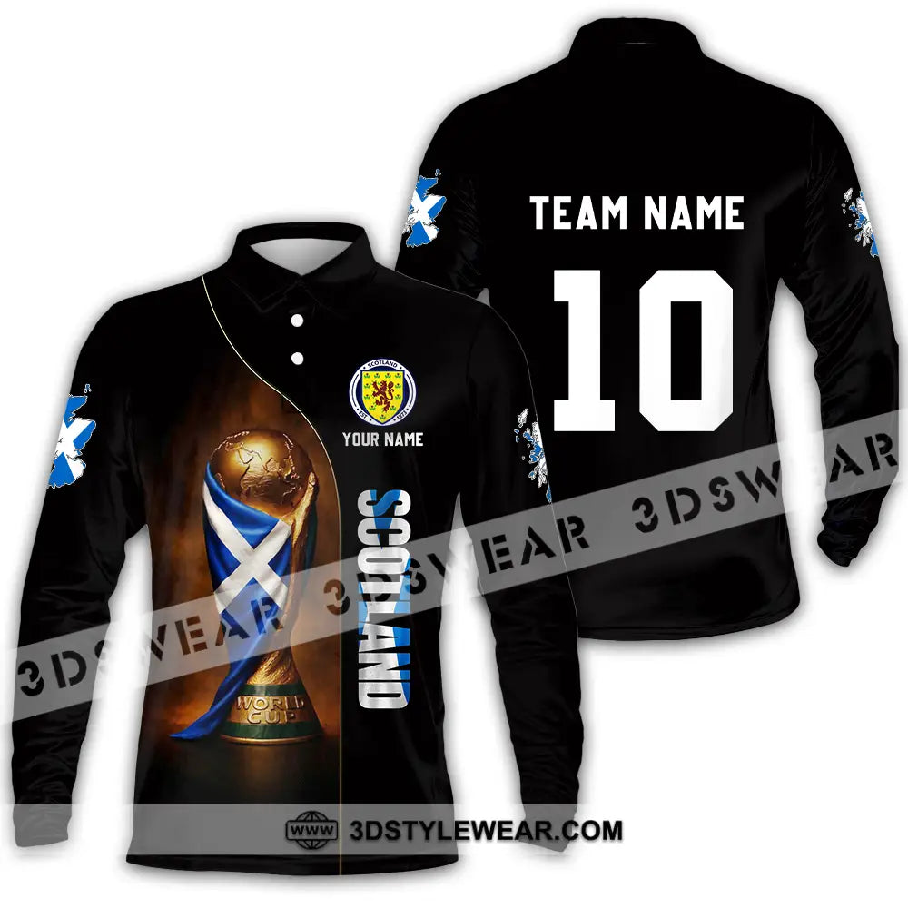 Unisex Shirt - Custom Scotland World Cup 3D Shirt Long Sleeve Polo / S T-shirt
