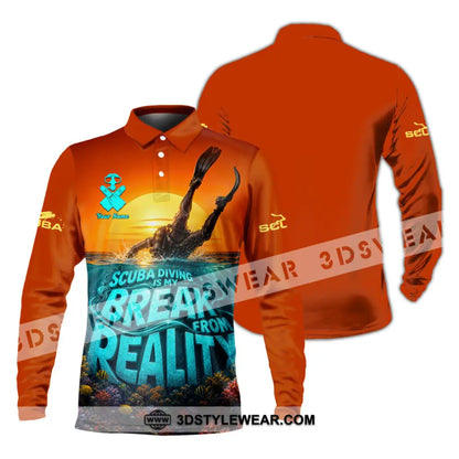 Unisex Shirt - Custom Scuba Diving Is My Break From Reality Shirt - Long Sleeve Polo / S - T-shirt