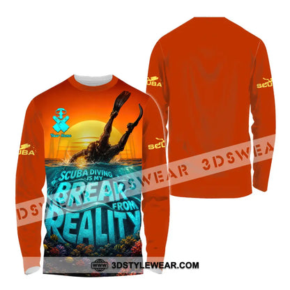 Unisex Shirt - Custom Scuba Diving Is My Break From Reality Shirt - Long Sleeve Shirt / S - T-shirt