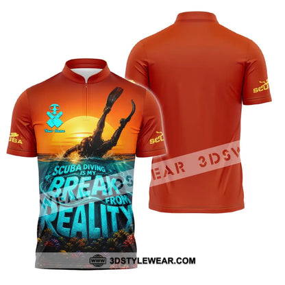 Unisex Shirt - Custom Scuba Diving Is My Break From Reality Shirt - Zipper Polo Shirt / S - T-shirt