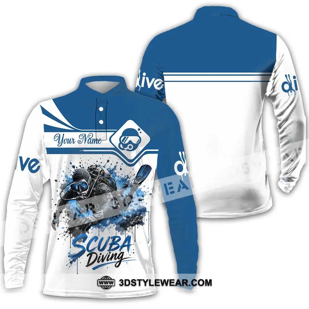 Unisex Shirt - Custom Scuba Diving Shirt - Long Sleeve Polo / S - T-shirt