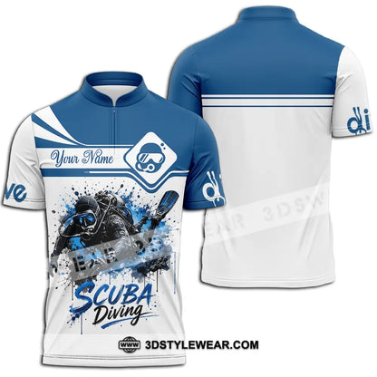 Unisex Shirt - Custom Scuba Diving Shirt - Zipper Polo Shirt / S - T-shirt