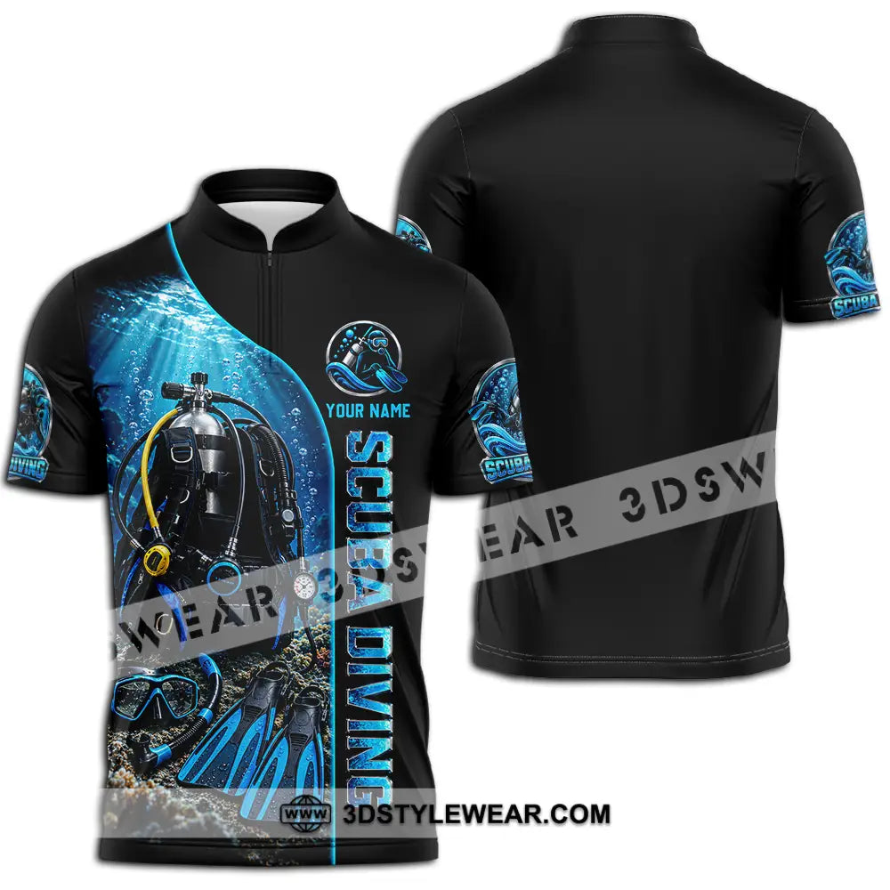 Unisex Shirt - Custom Scuba Diving Shirt - Zipper Polo Shirt / S - T-shirt