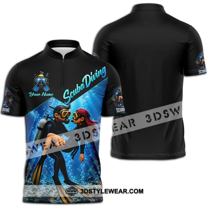 Unisex Shirt - Custom Scuba Diving Shirt - Zipper Polo Shirt / S - T-shirt