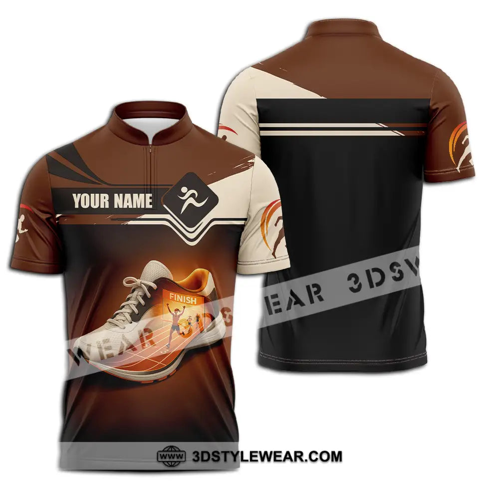 Unisex Shirt - Custom Shoes Of Champion Runner Running Sporty Shirt - Zipper Polo Shirt / S - T-shirt