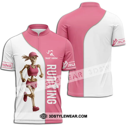Unisex Shirt - Custom Skeleton Running Shirt - Zipper Polo Shirt / S - T-shirt