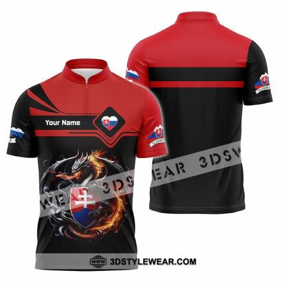 Unisex Shirt - Custom Slovakia Shirt - Zipper Polo Shirt / S - T-shirt