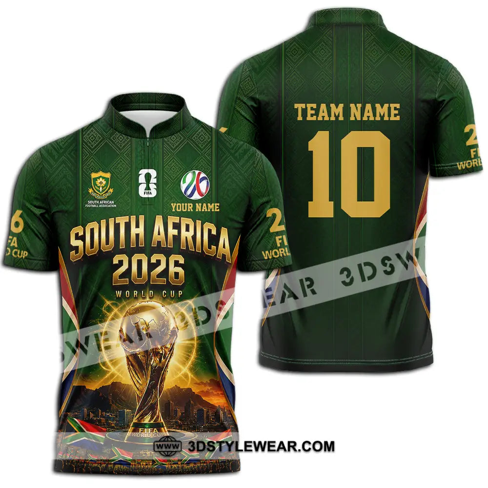Unisex Shirt - Custom South Africa World Cup 2026 Shirt - Zipper Polo Shirt / S - T-shirt