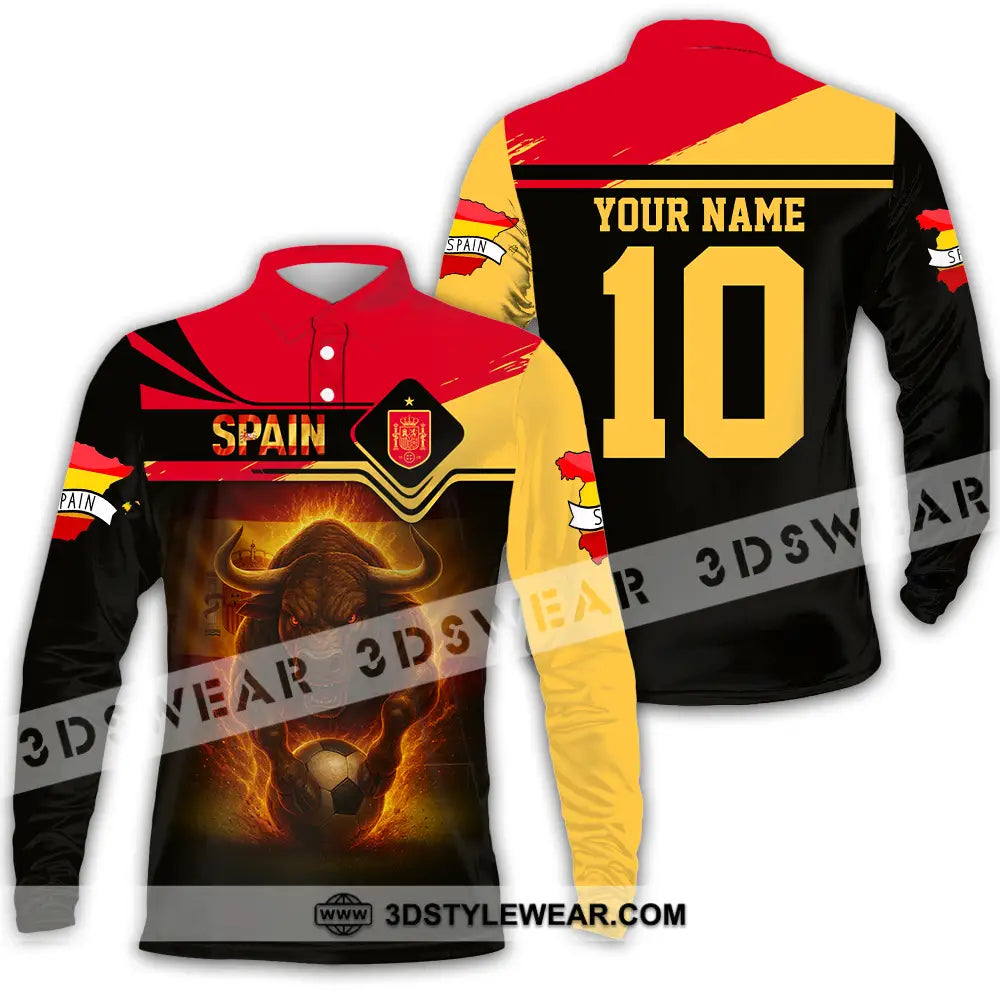 Unisex Shirt - Custom Spain 3D Shirt Long Sleeve Polo / S T-shirt