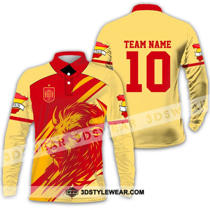 Unisex Shirt - Custom Spain 3D Shirt Long Sleeve Polo / S T-shirt