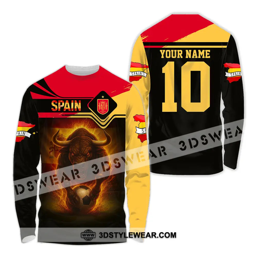 Unisex Shirt - Custom Spain 3D Shirt Long Sleeve Shirt / S T-shirt