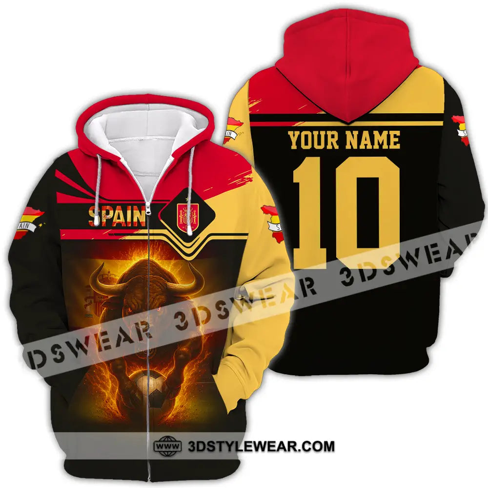 Unisex Shirt - Custom Spain 3D Shirt Zipper Hoodie / S T-shirt