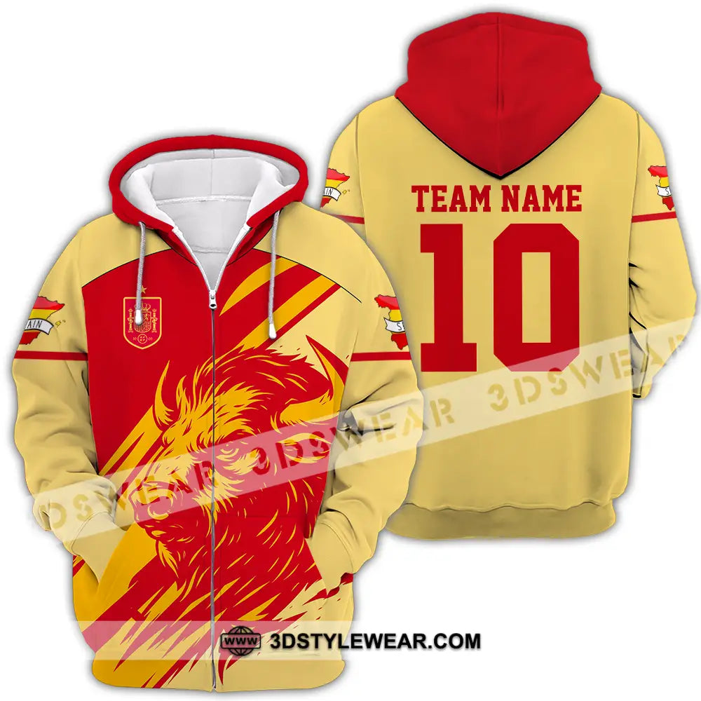Unisex Shirt - Custom Spain 3D Shirt Zipper Hoodie / S T-shirt